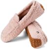 Dearfoams Women’s Hazel-Lighweight Driving Loafer Machine Washable Comfortable Shoe(Pale Mauve Sherpa)