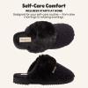 Dearfoams womens Memory Foam House Slippers Courtney Knit Scuff Indoor House Shoes(Black)