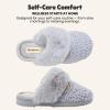 Dearfoams womens Memory Foam House Slippers Courtney Knit Scuff Indoor House Shoes(Grey)