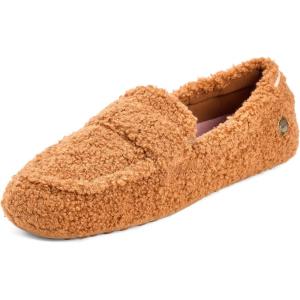 Dearfoams Women’s Hazel-Lighweight Driving Loafer Machine Washable Comfortable Shoe(Whiskey Sherpa)