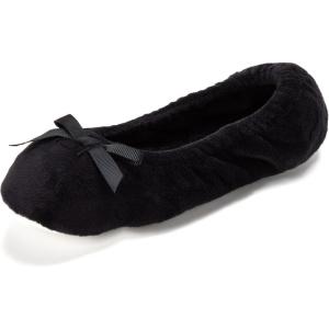 Dearfoams Women’s Layla Ballerina With Suede Outsole(Black)