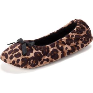 Dearfoams Women’s Layla Ballerina With Suede Outsole(Leopard)