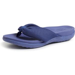 Dearfoams Women’s Original Comfort Olivia Thong Flip Flop Sandal With Arch Support(Indigo)
