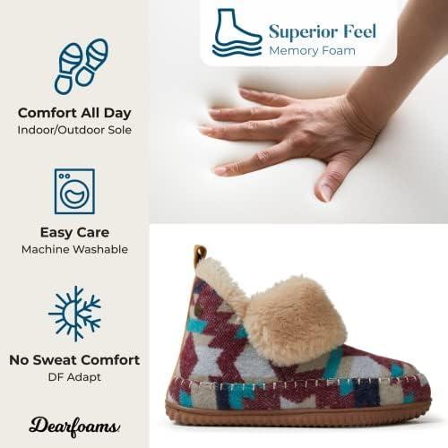 imageDearfoams Womens Moritz IndoorOutdoor Cozy Bootie Camping Furry Slipper House ShoeCabernet