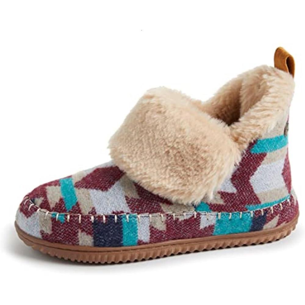 imageDearfoams Womens Moritz IndoorOutdoor Cozy Bootie Camping Furry Slipper House ShoeCabernet