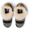 Dearfoams Women’s Moritz Indoor/Outdoor Cozy Bootie Camping Furry Slipper House Shoe(Grey Combo)