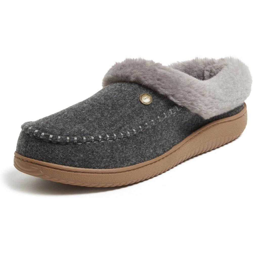 imageDearfoams Mens Baro Indoor Outdoor House Shoe Memeory Foam ClogDark Heather Grey