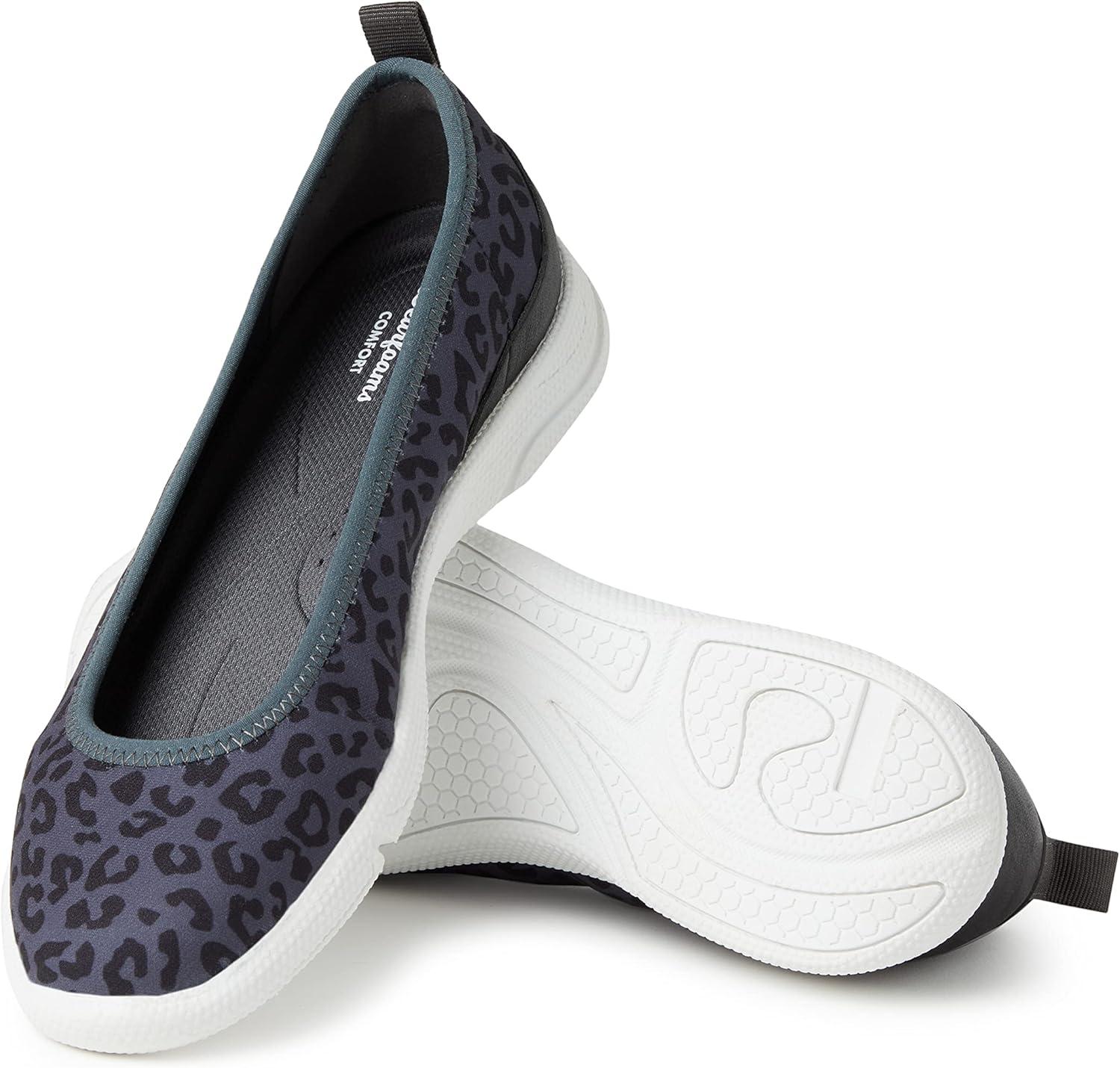 imageDearfoams Womens Original Comfort Lightweight Slipon Mia Ballet FlatGrey Leopard