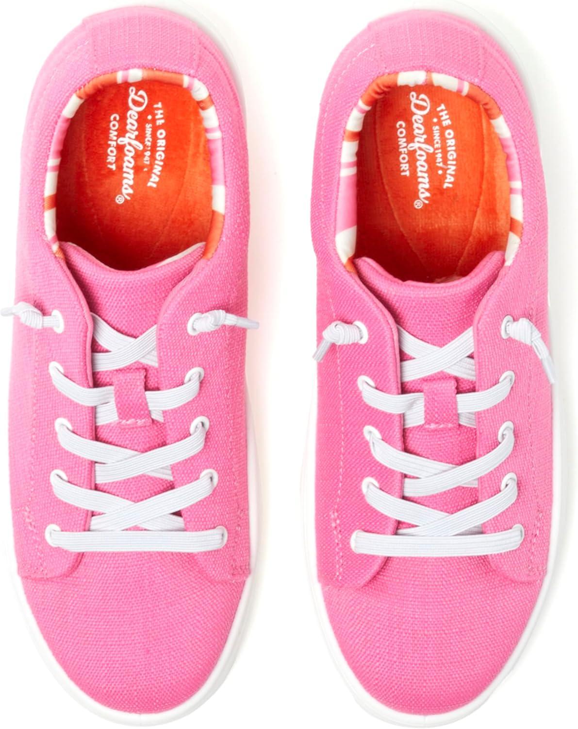 imageDearfoams Womens Shoes Mabel Lightweight Comfortable Easy Slip on Sneaker with Arch SupportAzalea Pink