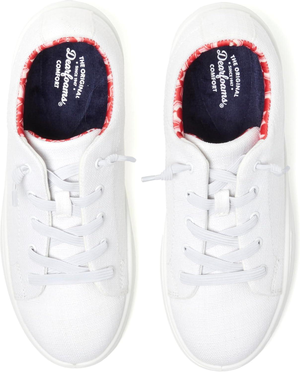 imageDearfoams Womens Shoes Mabel Lightweight Comfortable Easy Slip on Sneaker with Arch SupportWhite