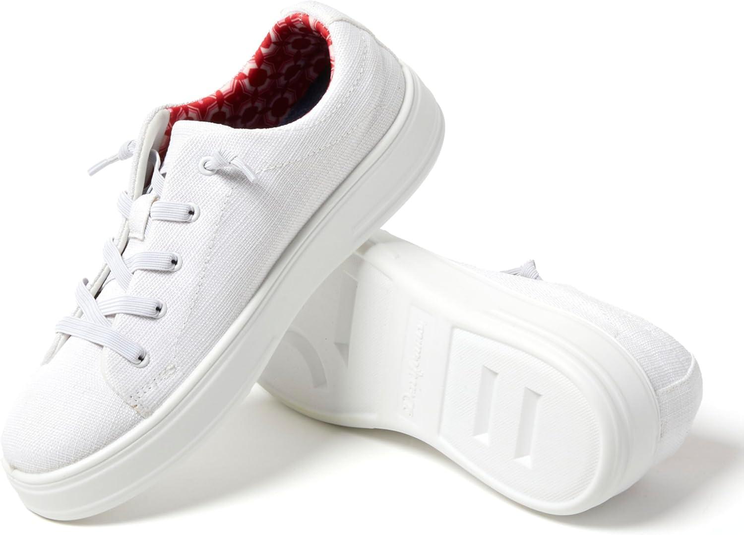 imageDearfoams Womens Shoes Mabel Lightweight Comfortable Easy Slip on Sneaker with Arch SupportWhite