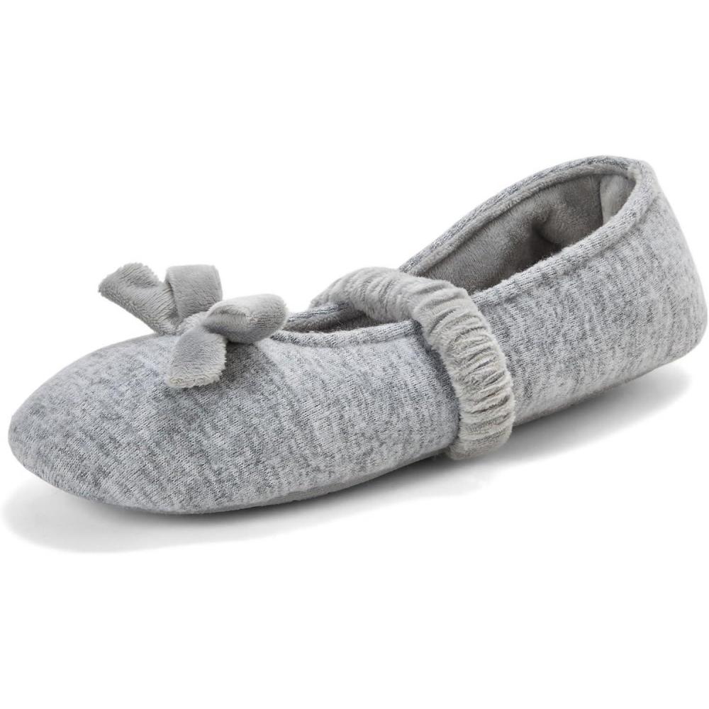 imageDearfoams Womens Memory Foam Harmony Knit Maryjane House Shoe SlipperLight Heather Grey