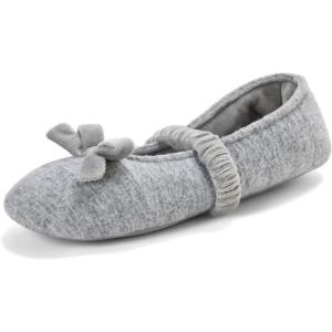 Dearfoams Women’s Memory Foam Harmony Knit Maryjane House Shoe Slipper(Light Heather Grey)