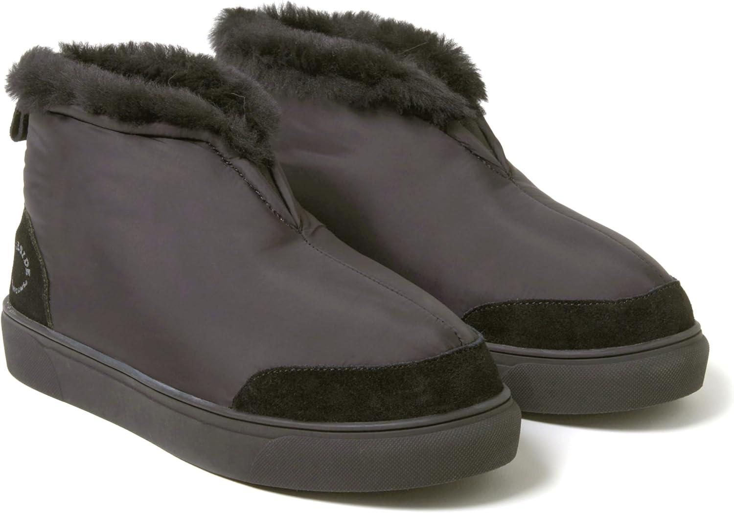 imageDearfoams Womens Fireside Nylon Australian Shearling Water Resistant Aprs Winter Warm Up BootieGrey Pavement
