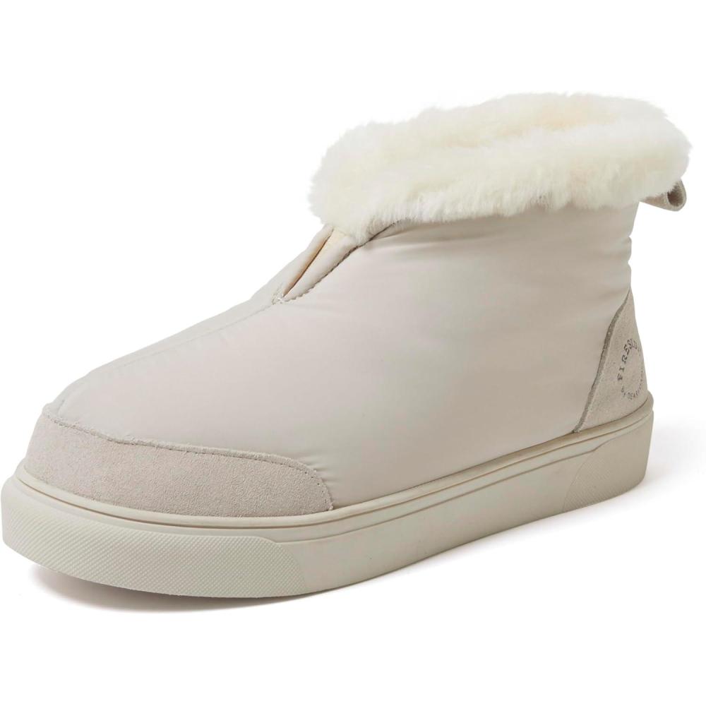 imageDearfoams Womens Fireside Nylon Australian Shearling Water Resistant Aprs Winter Warm Up BootieCream Linen