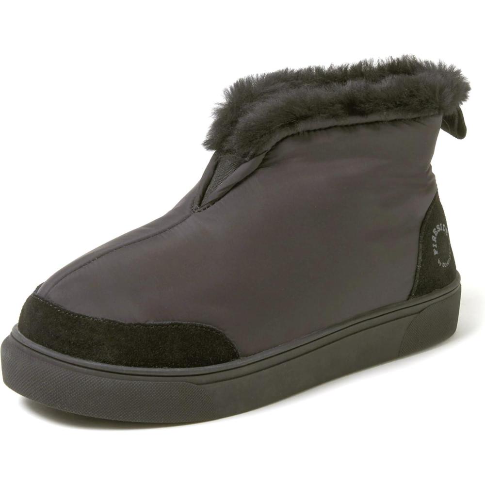 imageDearfoams Womens Fireside Nylon Australian Shearling Water Resistant Aprs Winter Warm Up BootieGrey Pavement