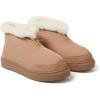 Dearfoams Women’s Fireside Nylon Australian Shearling Water Resistant Après Winter Warm Up Bootie(Tan Driftwood)