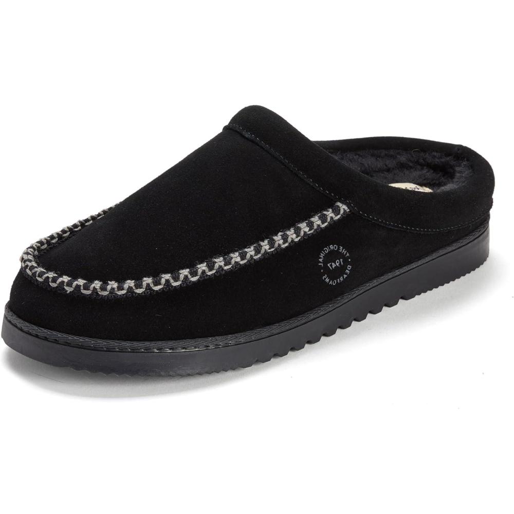 imageDearfoams Mens House Slipper Memory Foam Suede Clog Beckett Breathable Indoor ShoesBlack