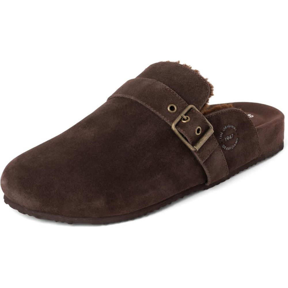 imageDearfoams Mens House Slipper Memory Foam Suede Scuff Finn Soft Footbed Indoor ShoesCoffee