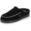Dearfoams Men’s House Slipper Memory Foam Suede Clog – Beckett Breathable Indoor Shoes(Black)