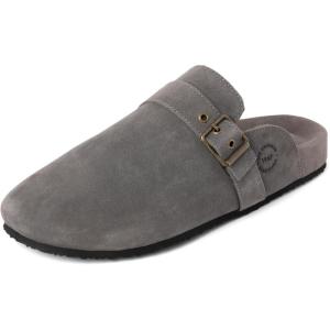 Dearfoams Men’s House Slipper Memory Foam Suede Scuff – Finn Soft Footbed Indoor Shoes(Pavement)