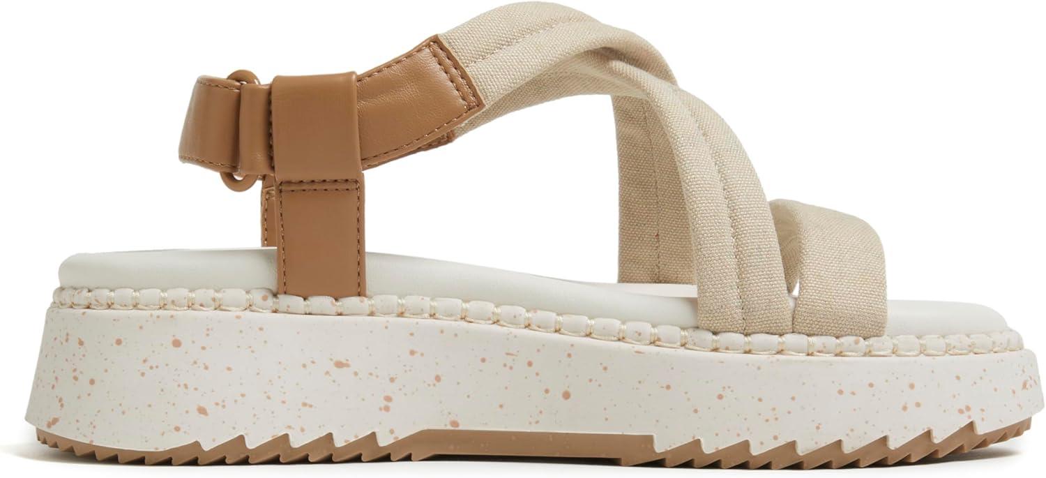 imageDearfoams Womens Daylen Comfortable Adjustable Strap Platform SandalBeige