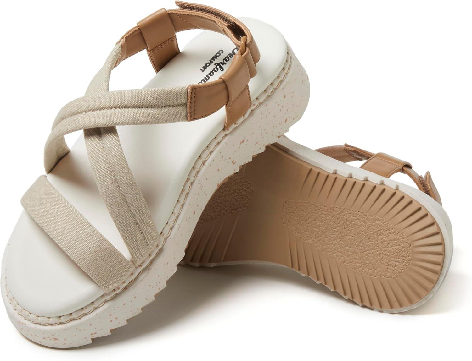 imageDearfoams Womens Daylen Comfortable Adjustable Strap Platform SandalBeige