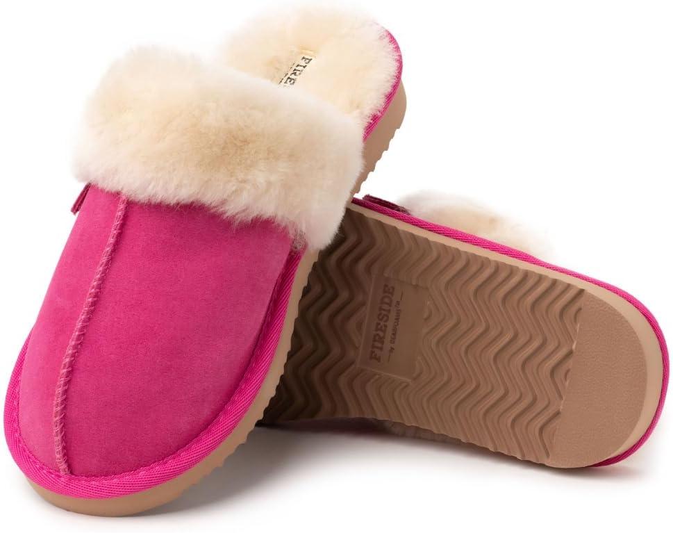 imageDearfoams Womens Fireside Sydney Shearling Fur IndoorOutdoor Scuff SlipperParadise Pink