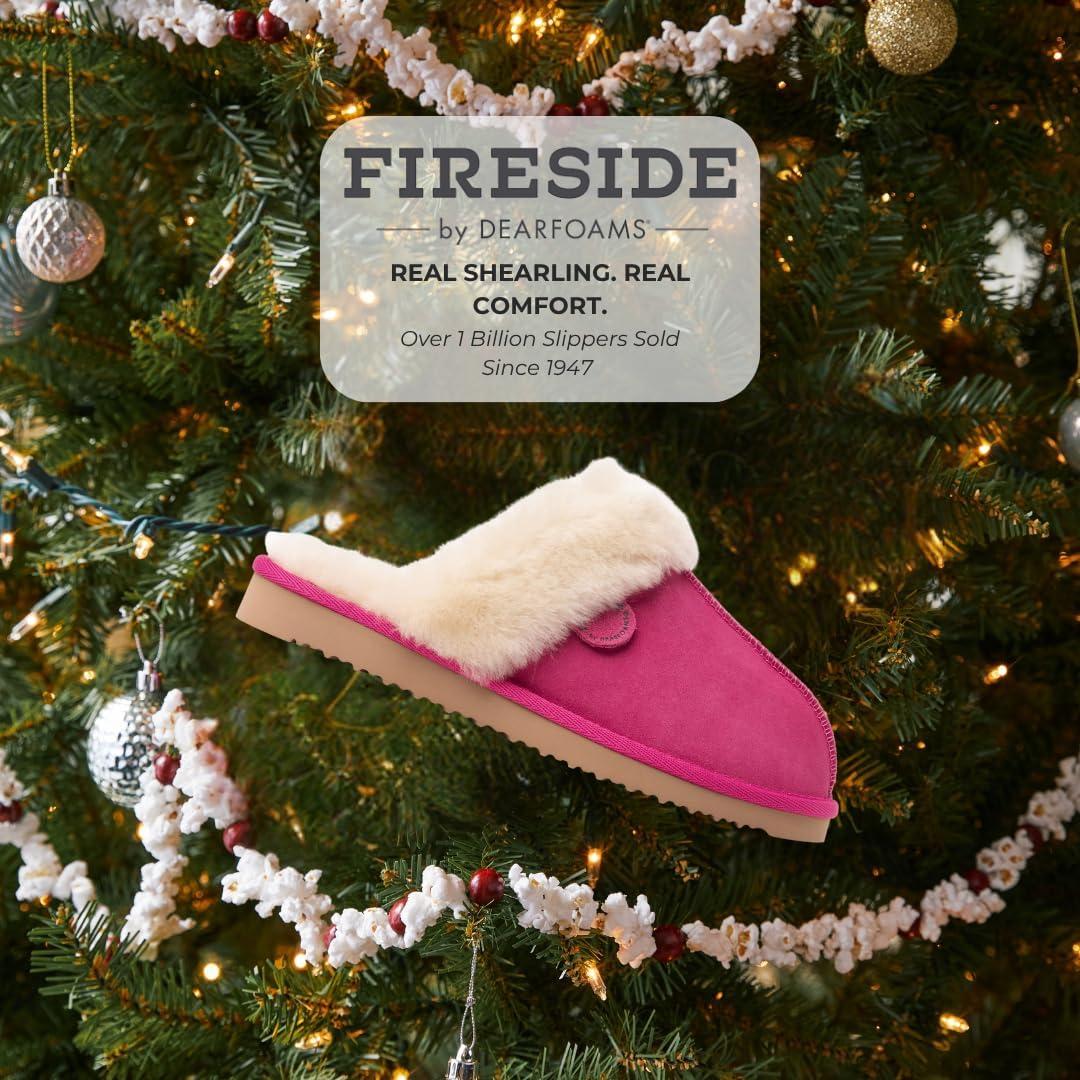 imageDearfoams Womens Fireside Sydney Shearling Fur IndoorOutdoor Scuff SlipperParadise Pink
