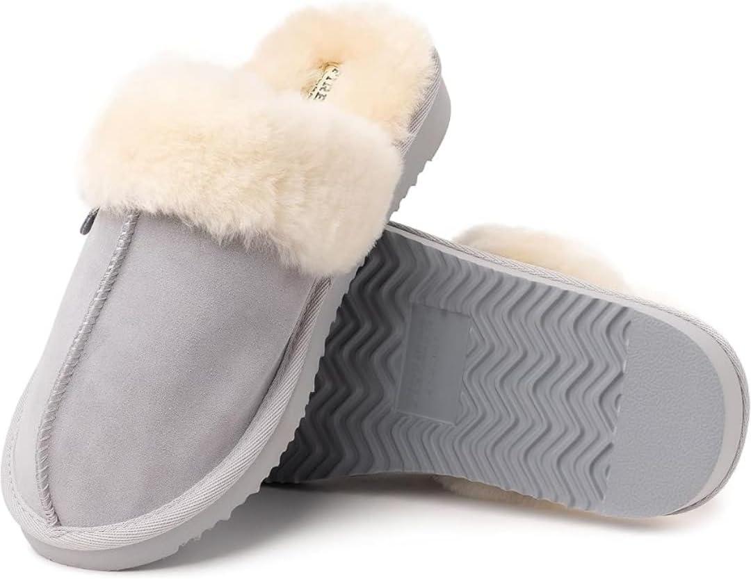 imageDearfoams Womens Fireside Sydney Shearling Fur IndoorOutdoor Scuff SlipperSleet