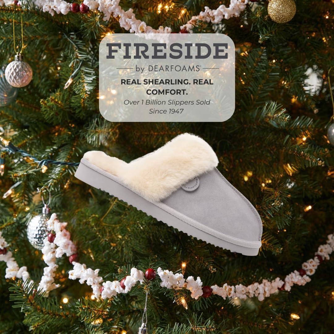 imageDearfoams Womens Fireside Sydney Shearling Fur IndoorOutdoor Scuff SlipperSleet