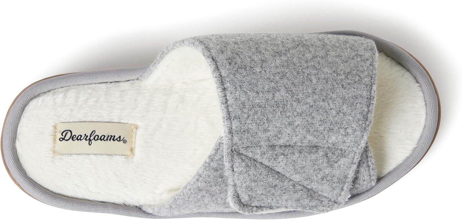 imageDearfoams Womens Norma Adjustable Wool SlideLight Heather Grey