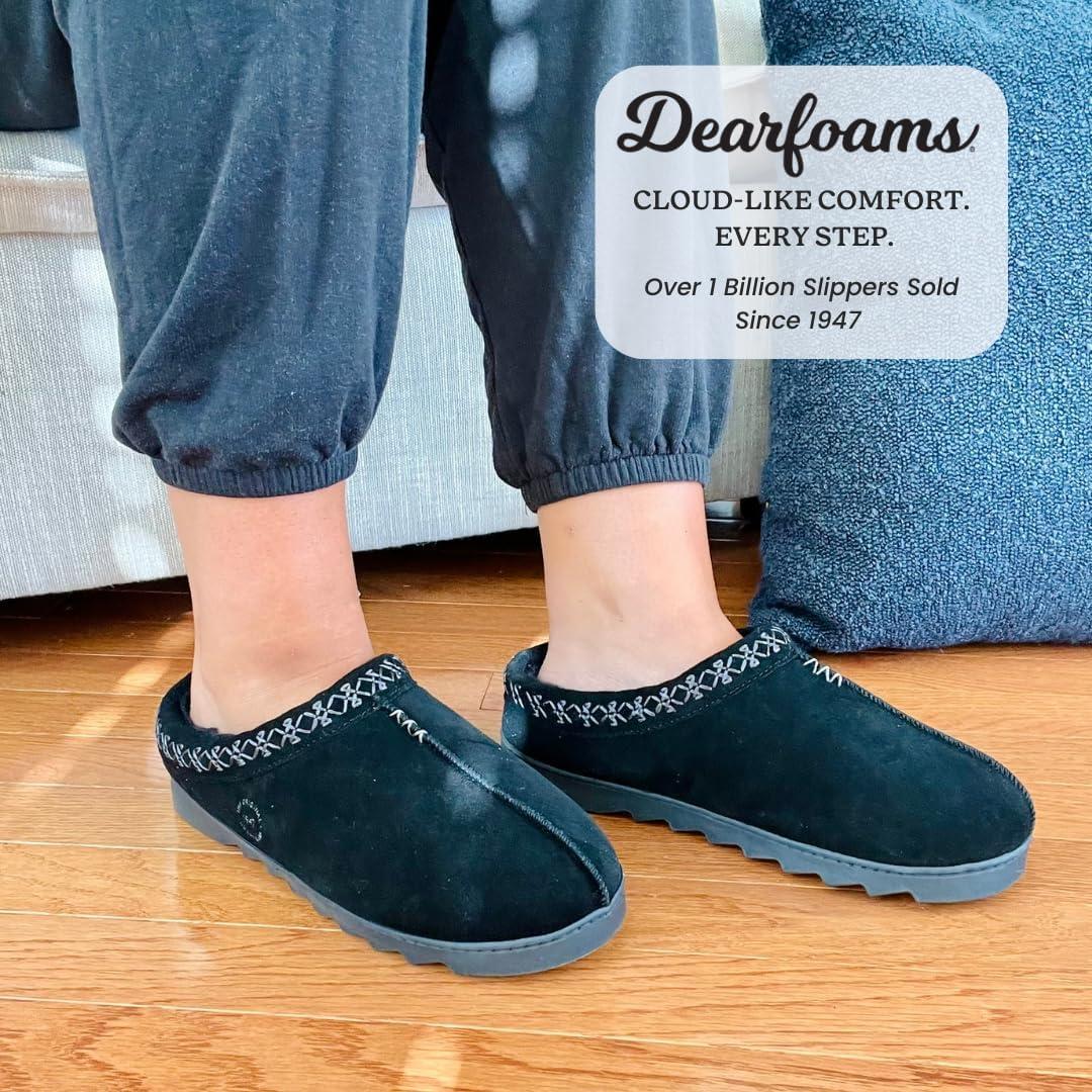 imageDearfoams Womens Suede Indoor Outdoor Doreen ClogBlack 2