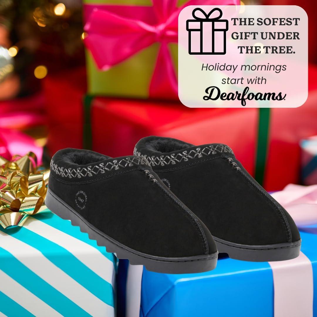 imageDearfoams Womens Suede Indoor Outdoor Doreen ClogBlack 2