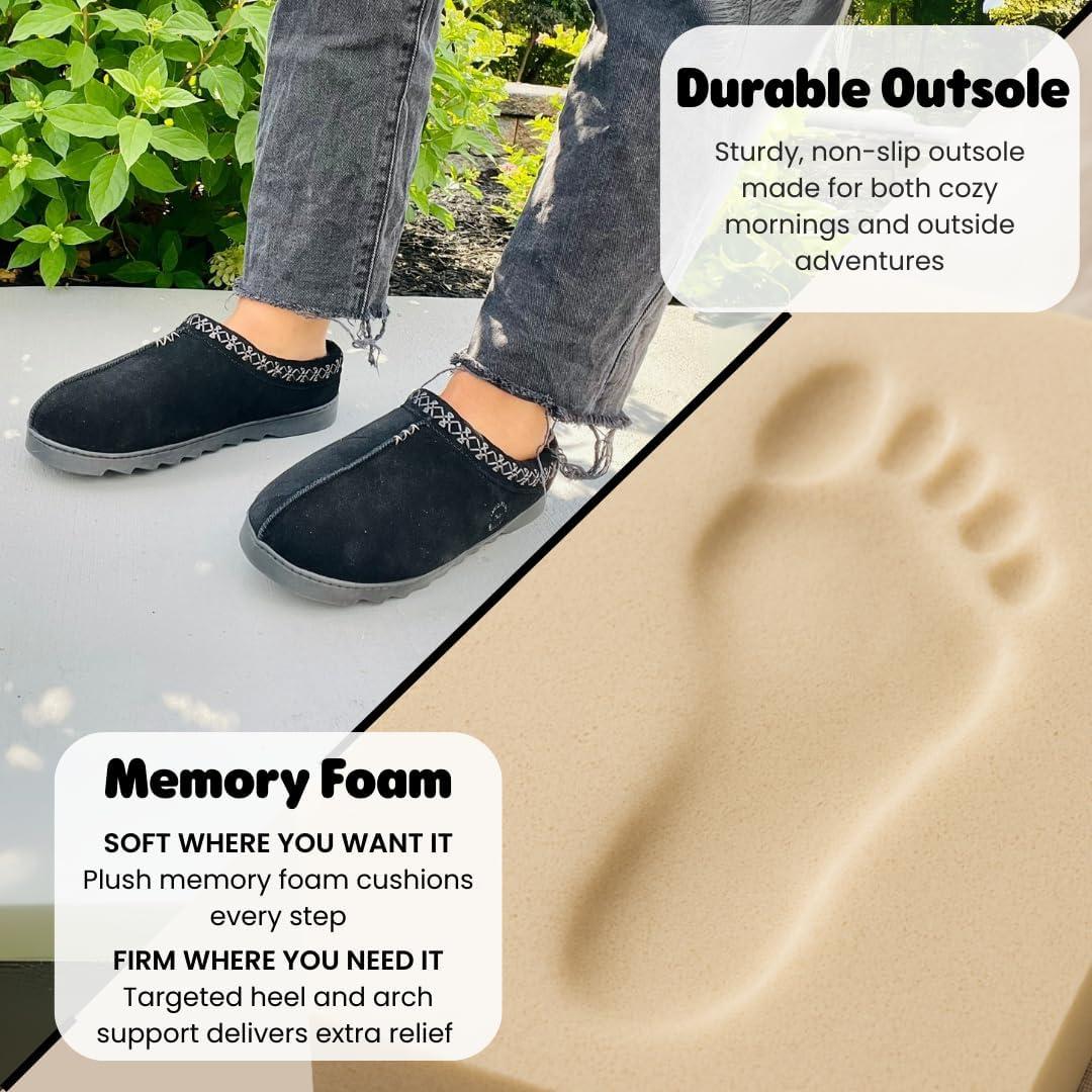 imageDearfoams Womens Suede Indoor Outdoor Doreen ClogBlack 2