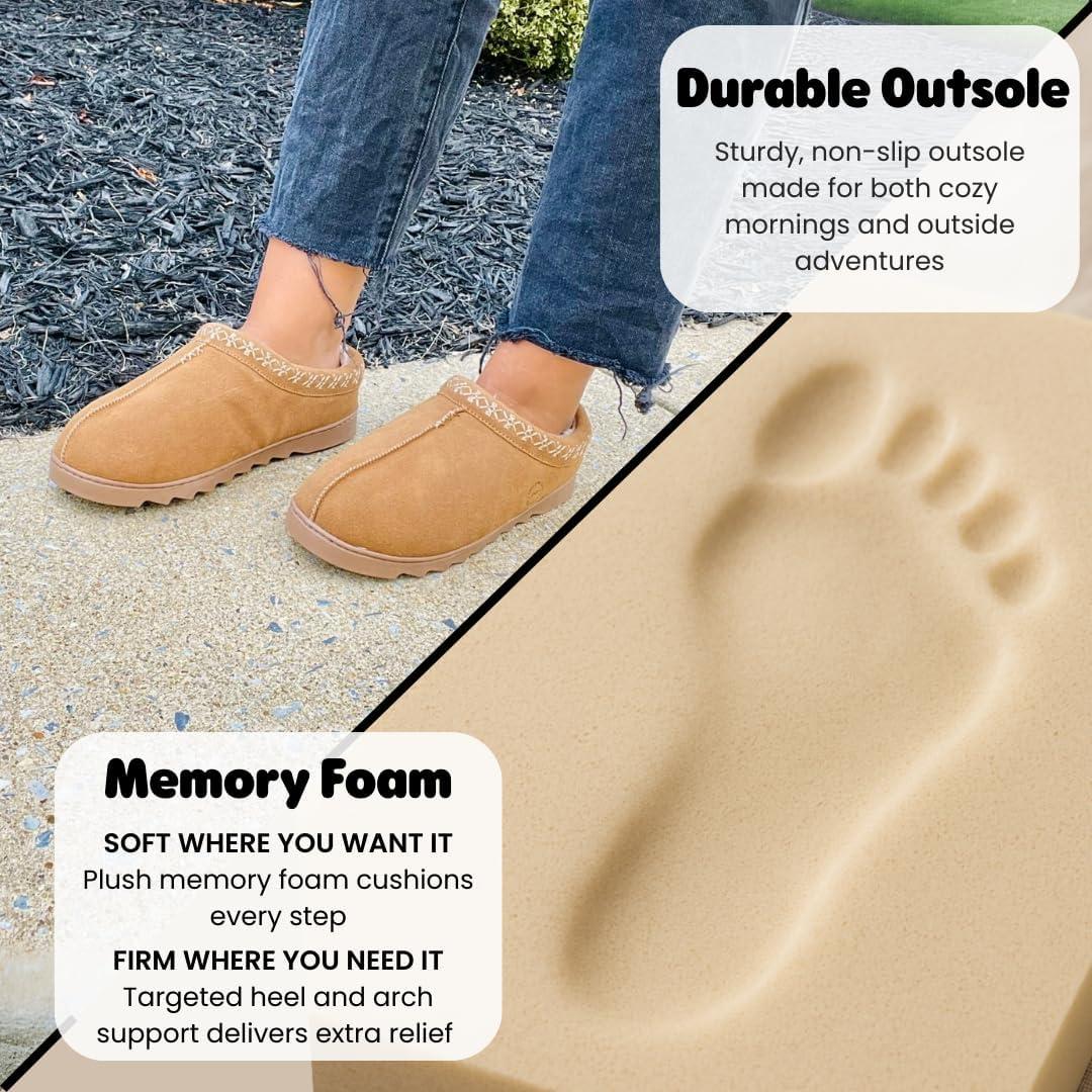 imageDearfoams Womens Suede Indoor Outdoor Doreen ClogChestnut 2