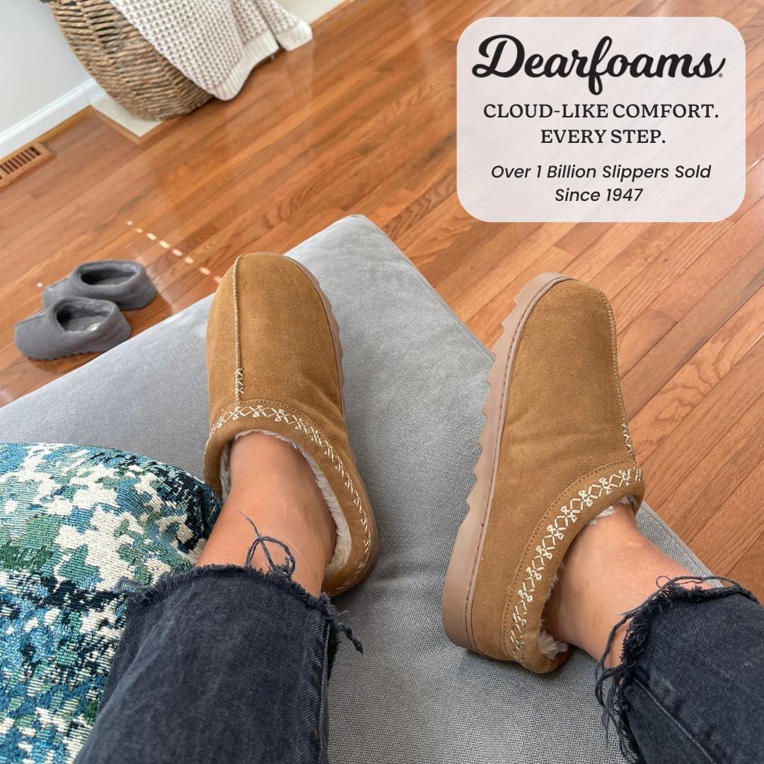 imageDearfoams Womens Suede Indoor Outdoor Doreen ClogChestnut 2
