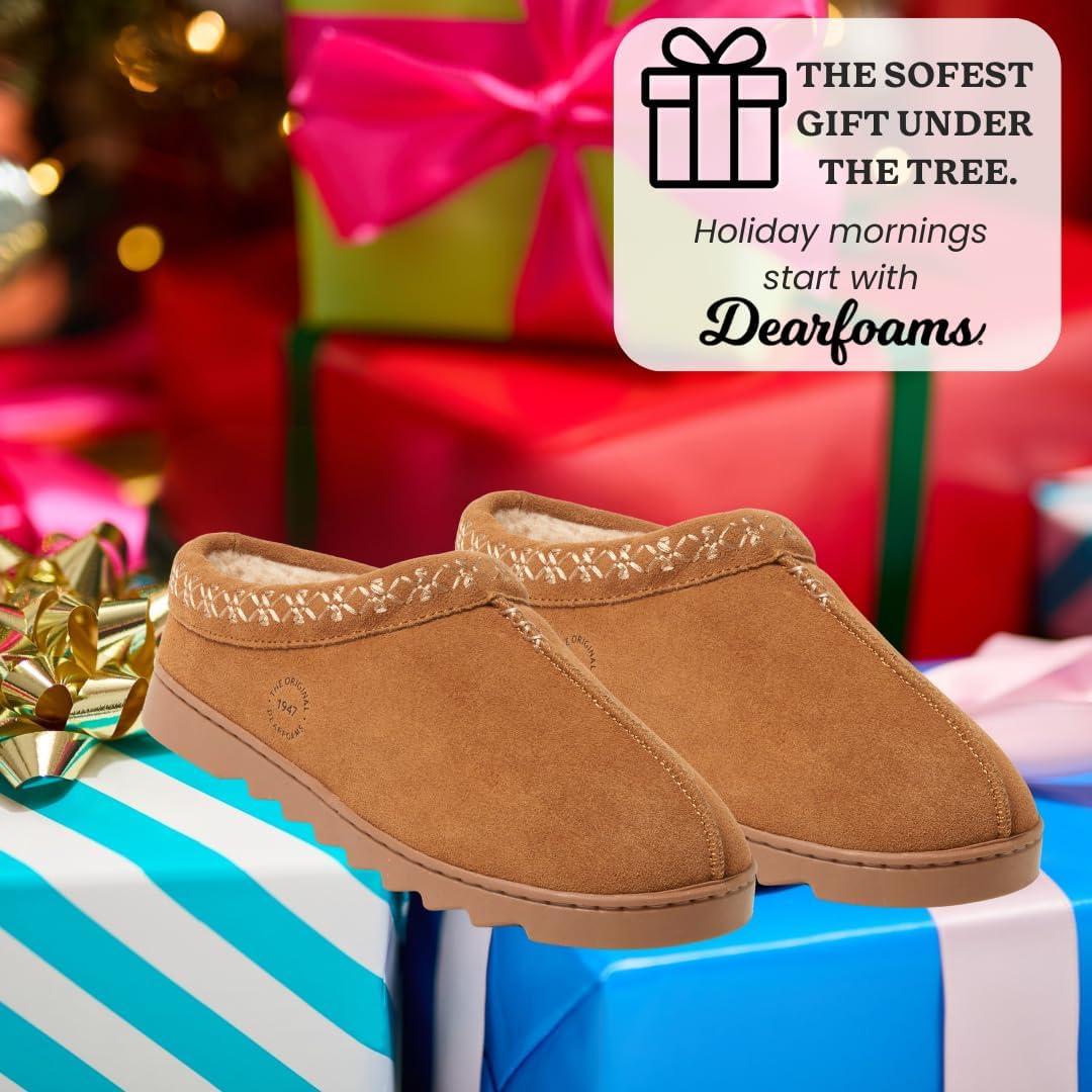 imageDearfoams Womens Suede Indoor Outdoor Doreen ClogChestnut 2