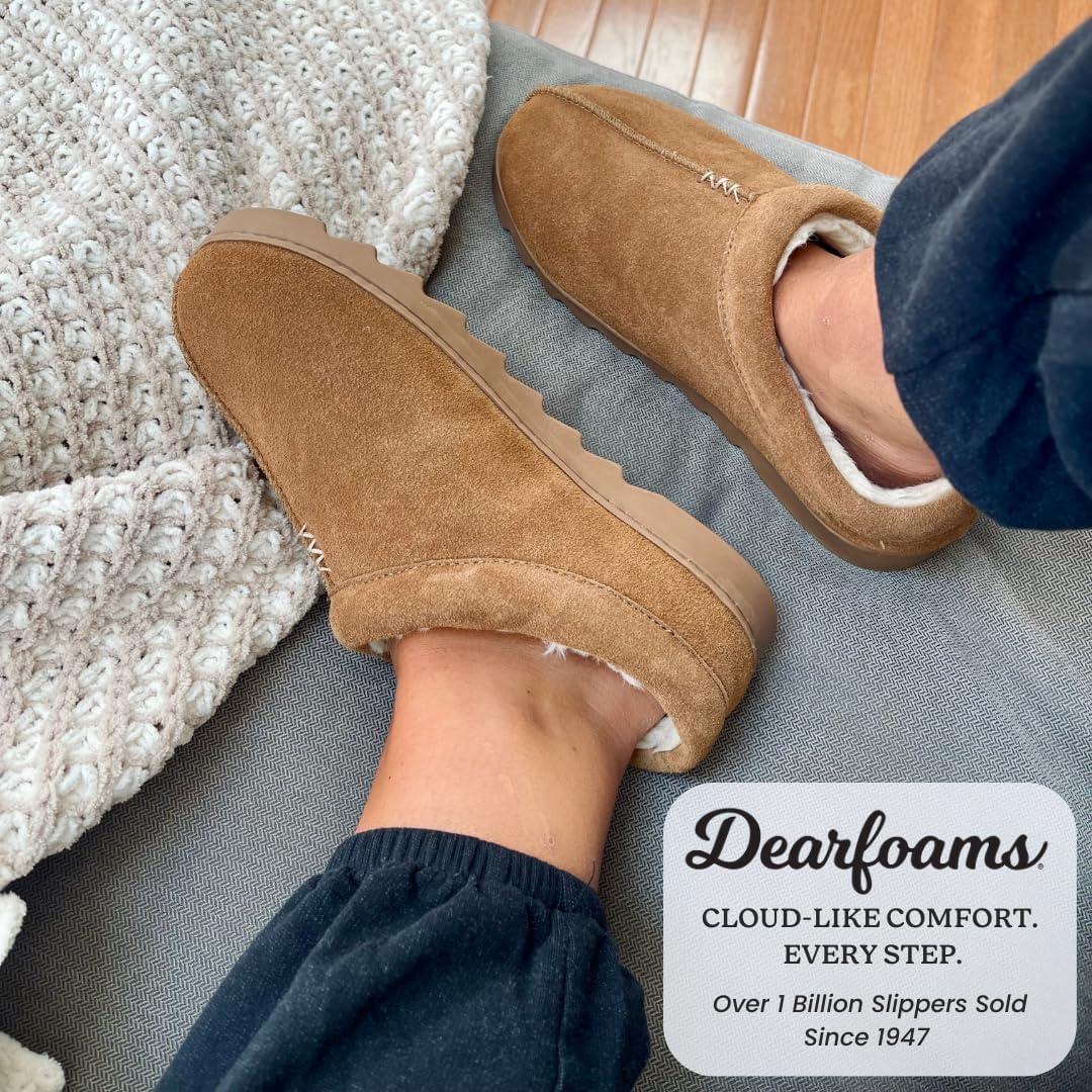 imageDearfoams Womens Suede Indoor Outdoor Doreen ClogChestnut