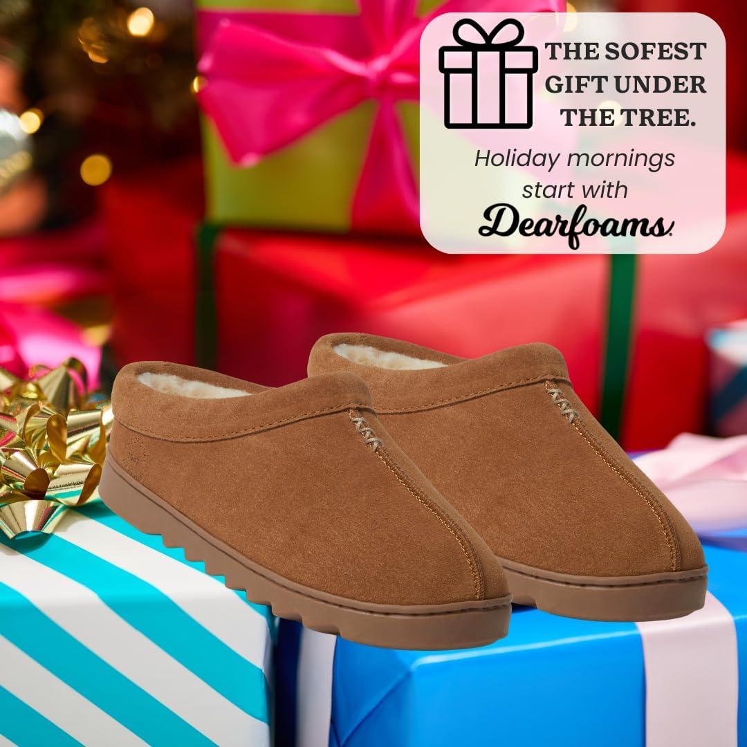 imageDearfoams Womens Suede Indoor Outdoor Doreen ClogChestnut