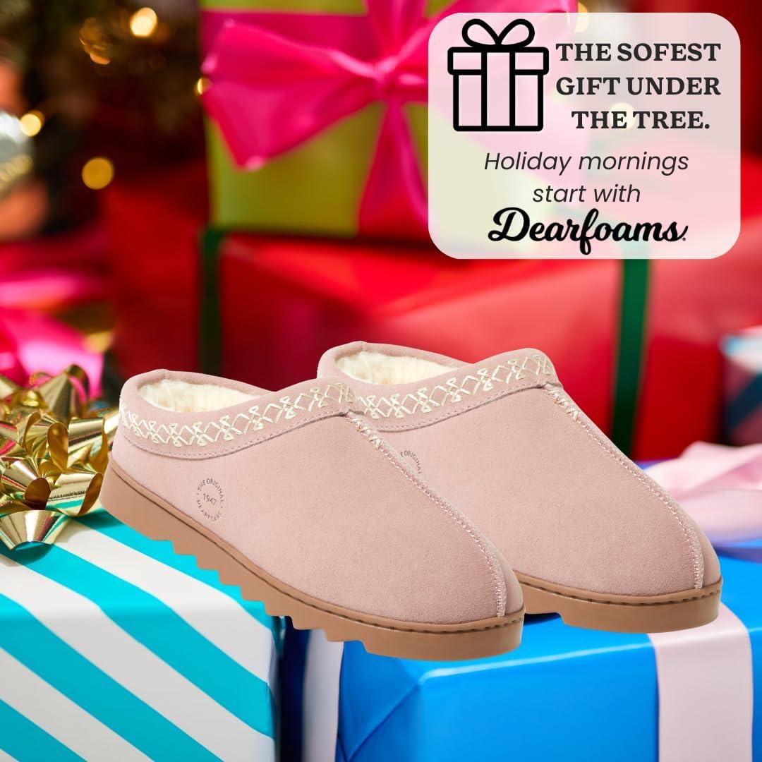 imageDearfoams Womens Suede Indoor Outdoor Doreen ClogDusty Pink