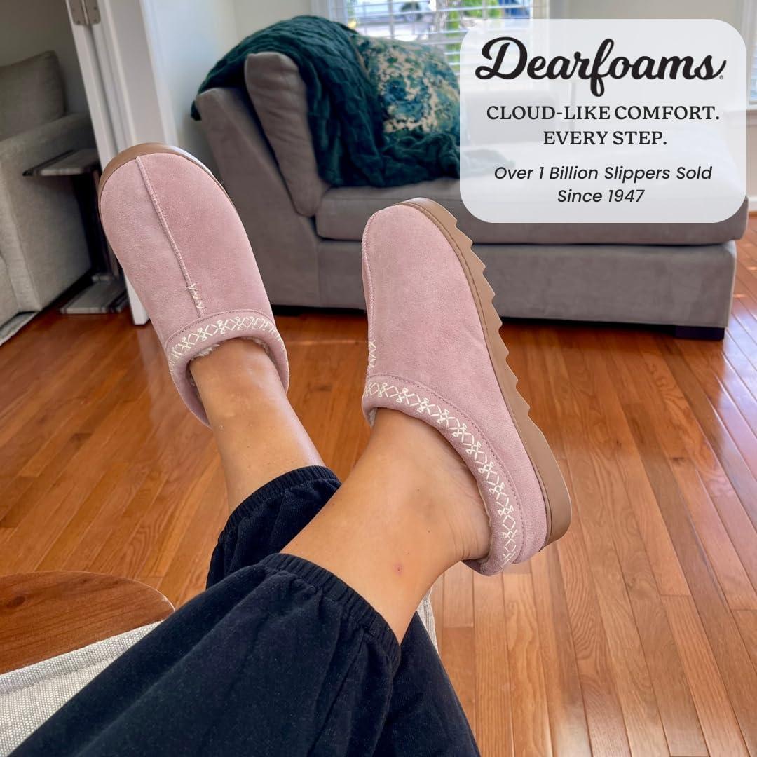 imageDearfoams Womens Suede Indoor Outdoor Doreen ClogDusty Pink