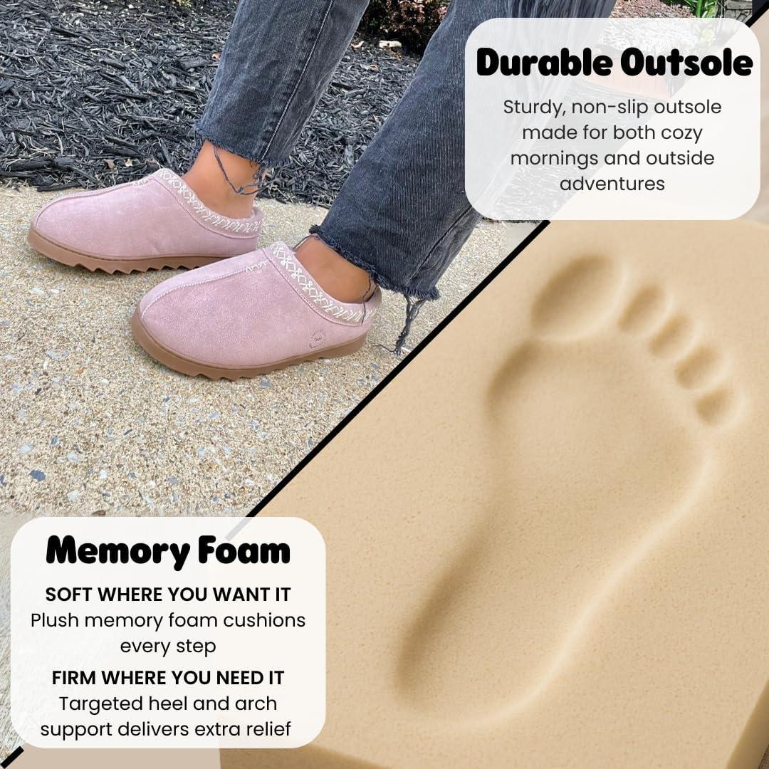 imageDearfoams Womens Suede Indoor Outdoor Doreen ClogDusty Pink