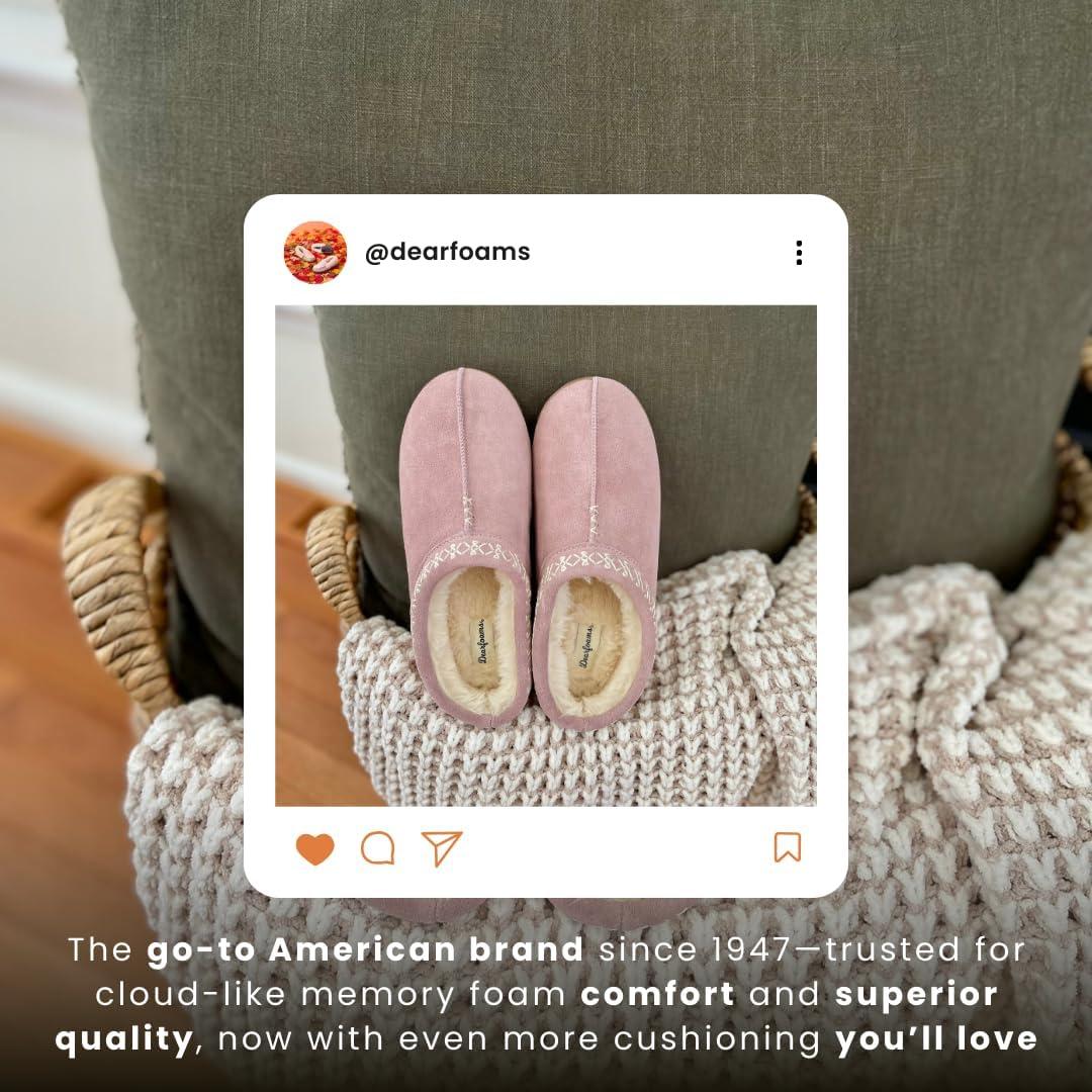 imageDearfoams Womens Suede Indoor Outdoor Doreen ClogDusty Pink
