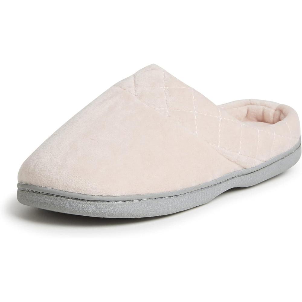 imageDearfoams Womens Lightweight Memory Foam Indoor House Slipper Darcy Velour Clog with Wide WidthsDusty Pink