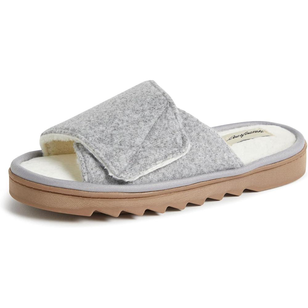 imageDearfoams Womens Norma Adjustable Wool SlideLight Heather Grey