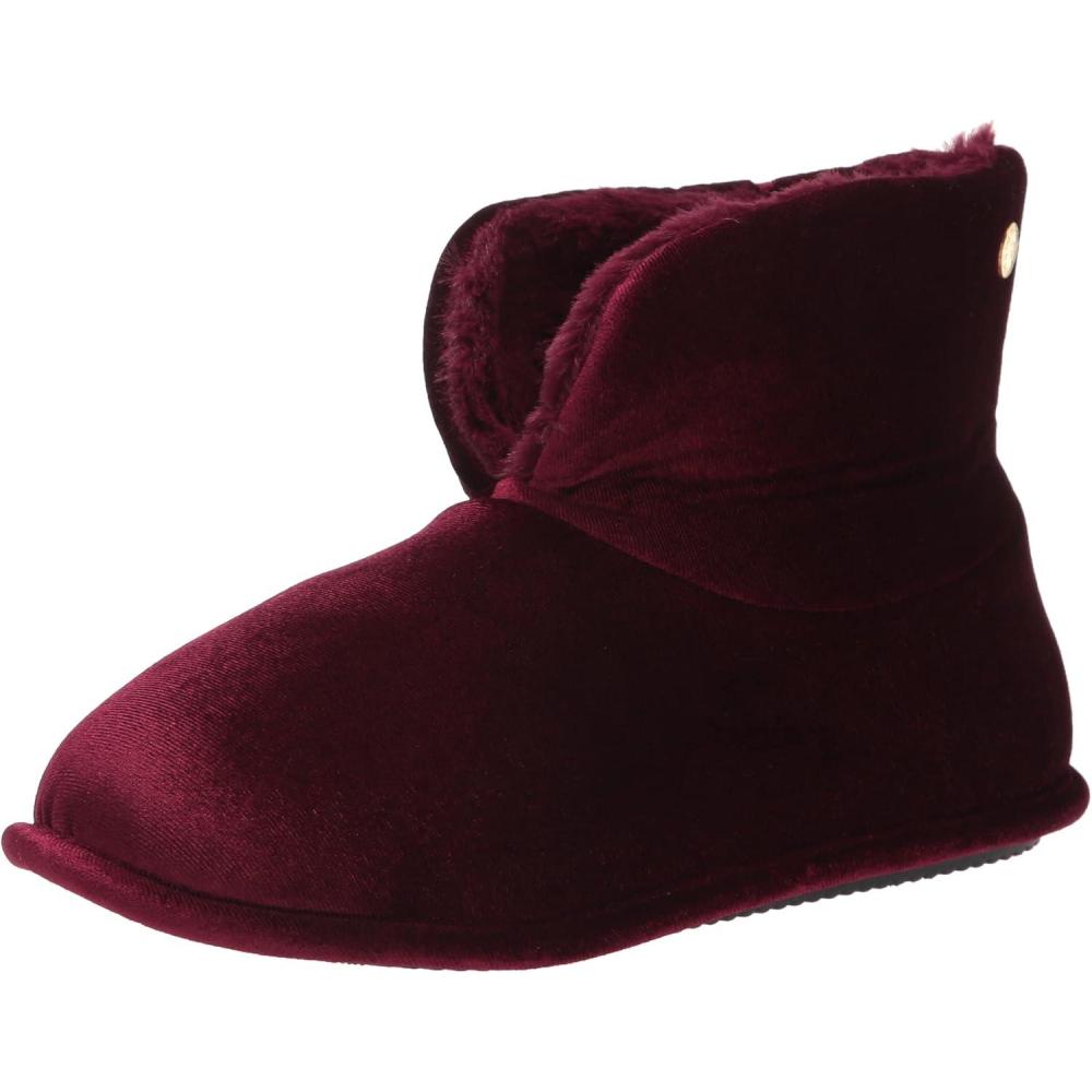 imageDearfoams Womens Sara Velour BootieShiny Burgundy
