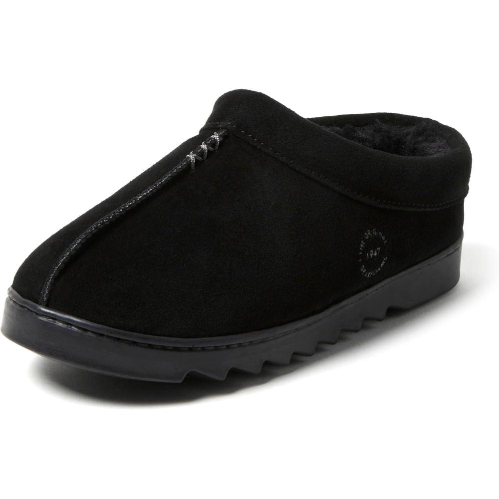 imageDearfoams Womens Suede Indoor Outdoor Doreen ClogBlack