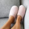 Dearfoams Women’s Lightweight Memory Foam Indoor House Slipper Darcy Velour Clog with Wide Widths(Dusty Pink)