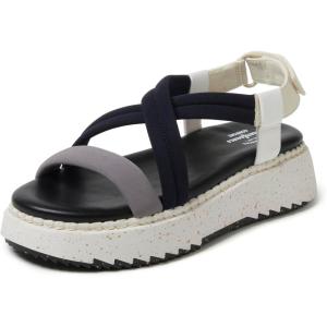 Dearfoams Women’s Daylen Comfortable Adjustable Strap Platform Sandal(Black)